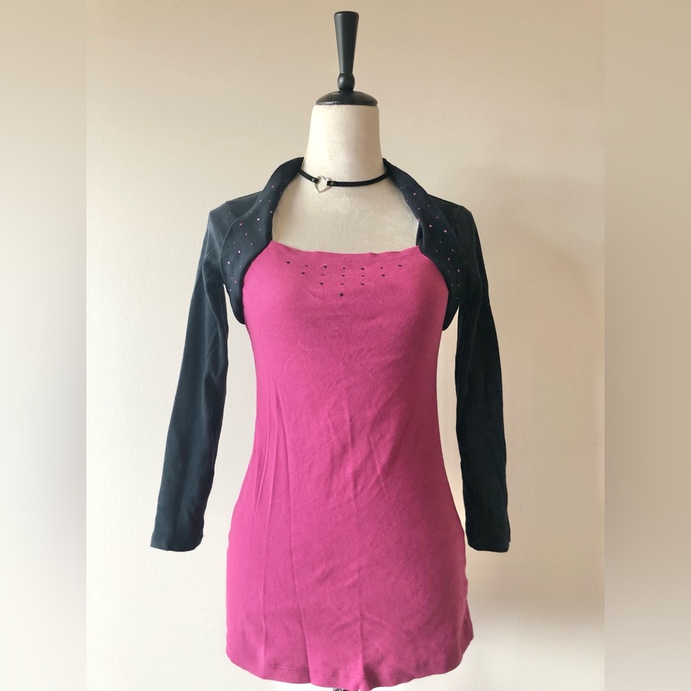 SO Brand Black and Pink Long Sleeve Tunic, size M